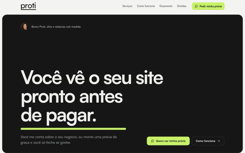 O site no computador